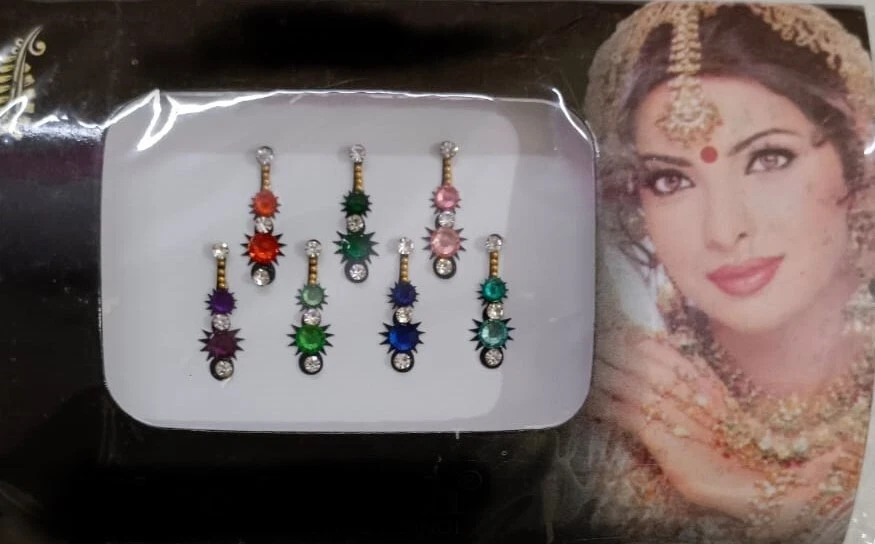 Multi colour Face Jewels And Make Up Set