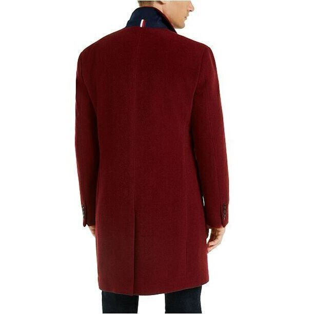 ALTRA $395 Tommy Hilfiger soprabito uomo rosso Addison misto lana orlo aderente 38S ymy0925