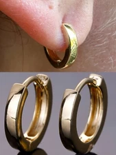 Real 14k Gold Vermeil 925 Silver Hoops Mens Ladies Small Huggie Earrings
