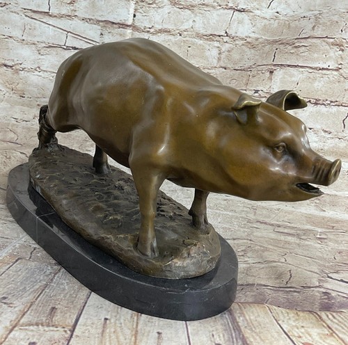 Scultura statua animale cinghiale maiale cinghiale zodiaco 17" bronzo popolare cinese fengshui anno senza prezzo di riserva - Foto 3 di 7