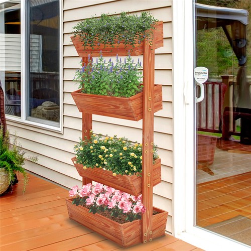 Vertical Garden Planter 4 Tier Planter Box for Outdoor Flowers Vegetable Herbs - Picture 2 of 16