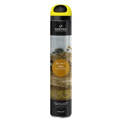 Soppec Yellow Line Marking Spray 750ml Temporary Pro Marker Paint Survey
