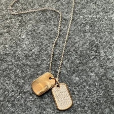 Michael Kors Gold Tone Crystal Double Dog Tag Necklace 16-17”
