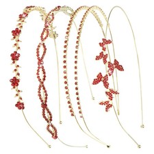 4 Pack Rhinestone Headband Red Headband Flower Gold band red rhinestones