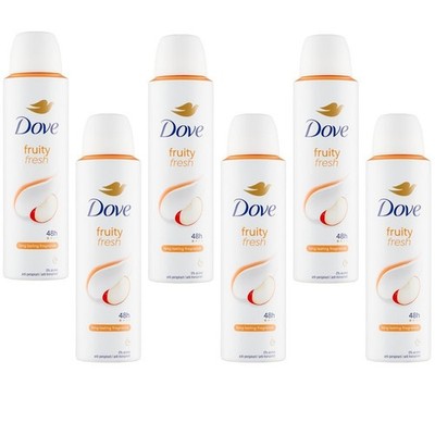 6x Dove Fruity Fresh 48 HR Antiperspirant Deodorant Spray for Women, 150ml