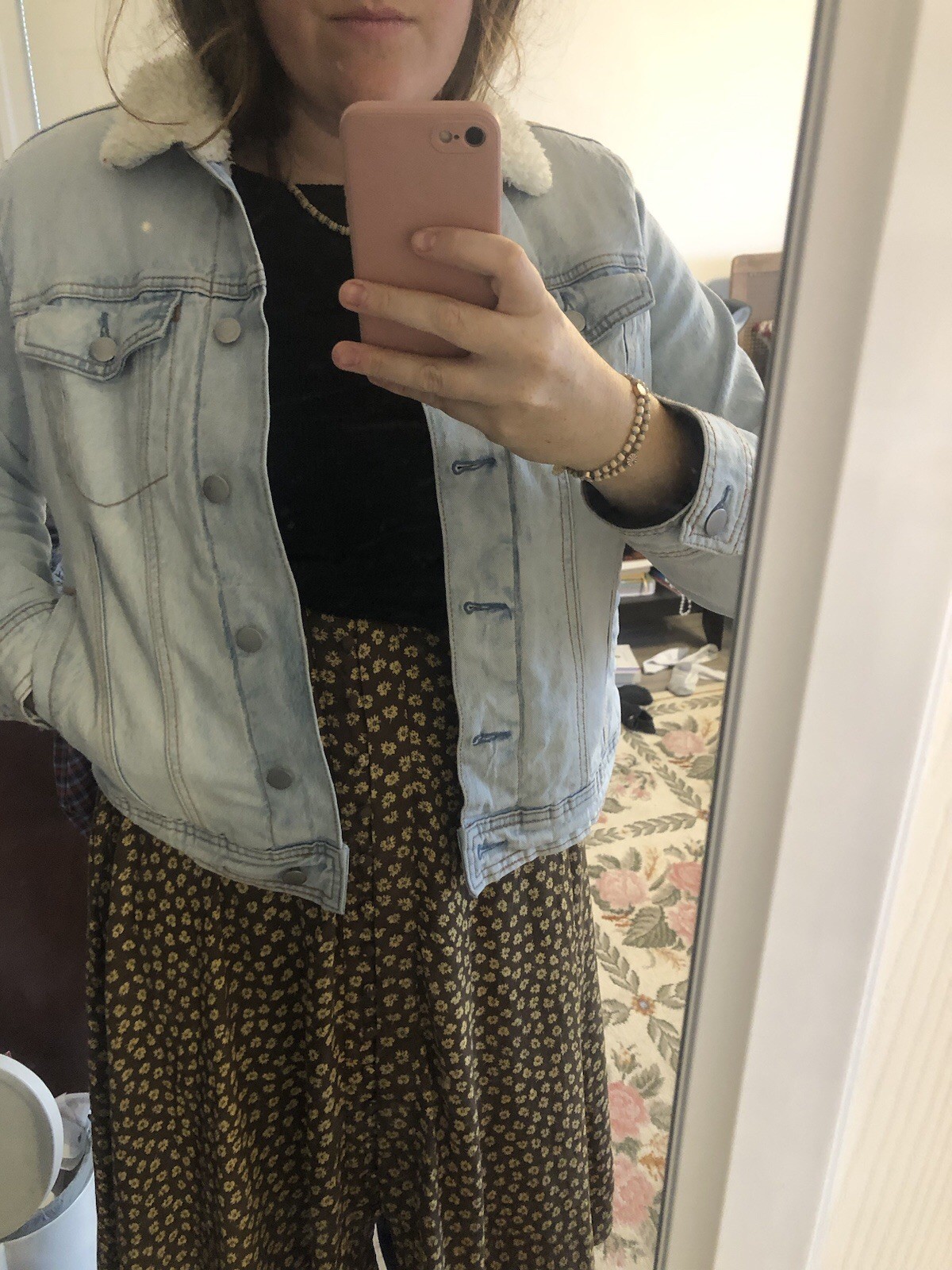 Universal Thread Large Denim Jacket Warm Fleece S… - image 4