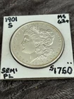 UNC Semi-KEY 1901-S MORGAN SILVER DOLLAR. Strong strike. Nice breast feathers.