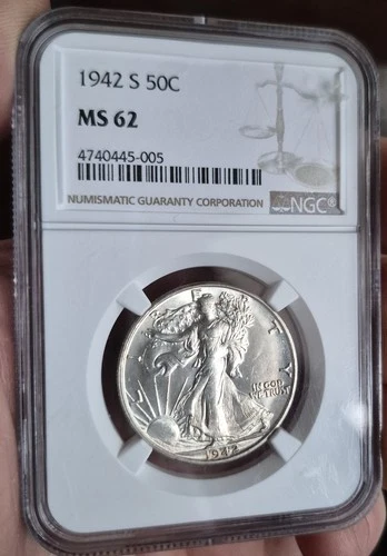1942 S WALKING LIBERTY HALF DOLLAR NGC MS 62 NICE  LUSTER Great Coin