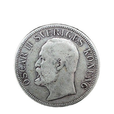 1906 EB SWEDEN 2 Kronor OSCAR II .800 Silver Coin #4 KM #773
