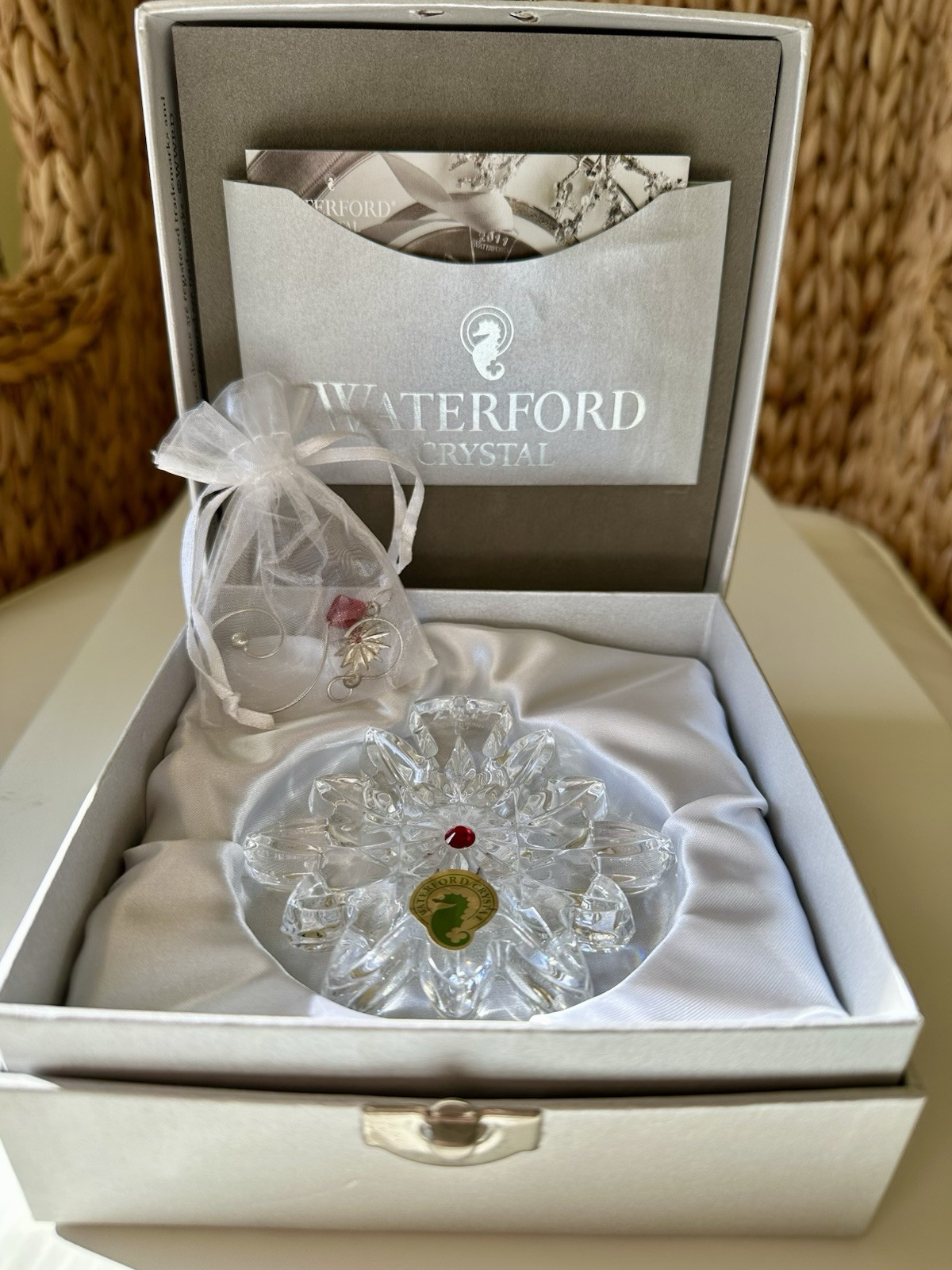Waterford Crystal 2011 Snow Star Ornament with Enhancer in New Condition