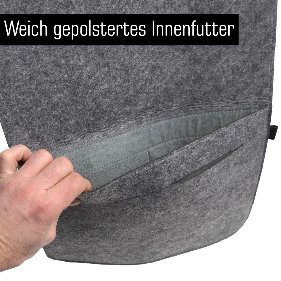 13.3 Filz Laptop-Tasche 35x24 cm Tablet Hülle MacBook Pro Air iPad Surface Grau - Bild 4 von 4
