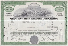 Great Northern Nekoosa Corporation 17-share stock certificate 1976