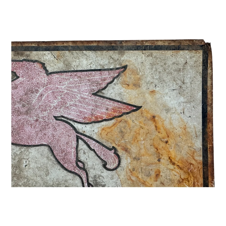 Antique Original Mobilgas Pegasus Gasoline Advertising Trade Sign - Image 4 of 4