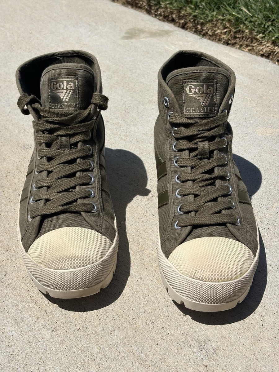 Gola Coaster Peak High Top Textile Sneakers Green/Beige Lace-Up