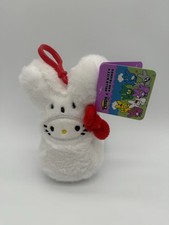 PEEPS Easter Bunny X Hello Kitty Plush Backpack Bag Clip 5  NEW White Sanrio