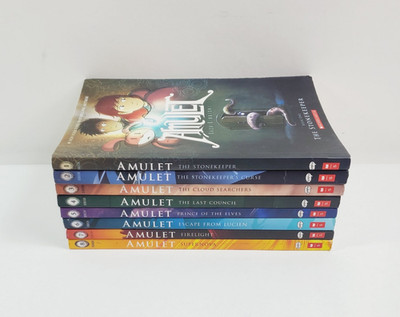 Lot of 8 Amulet Books 1-8 by Kazu Kibuishi Paperback Scholastic Graphic Novels