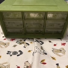 Rare Akro-Mils Green Cabinet With 12 Drawers 20-501 Storage Bins Organizers