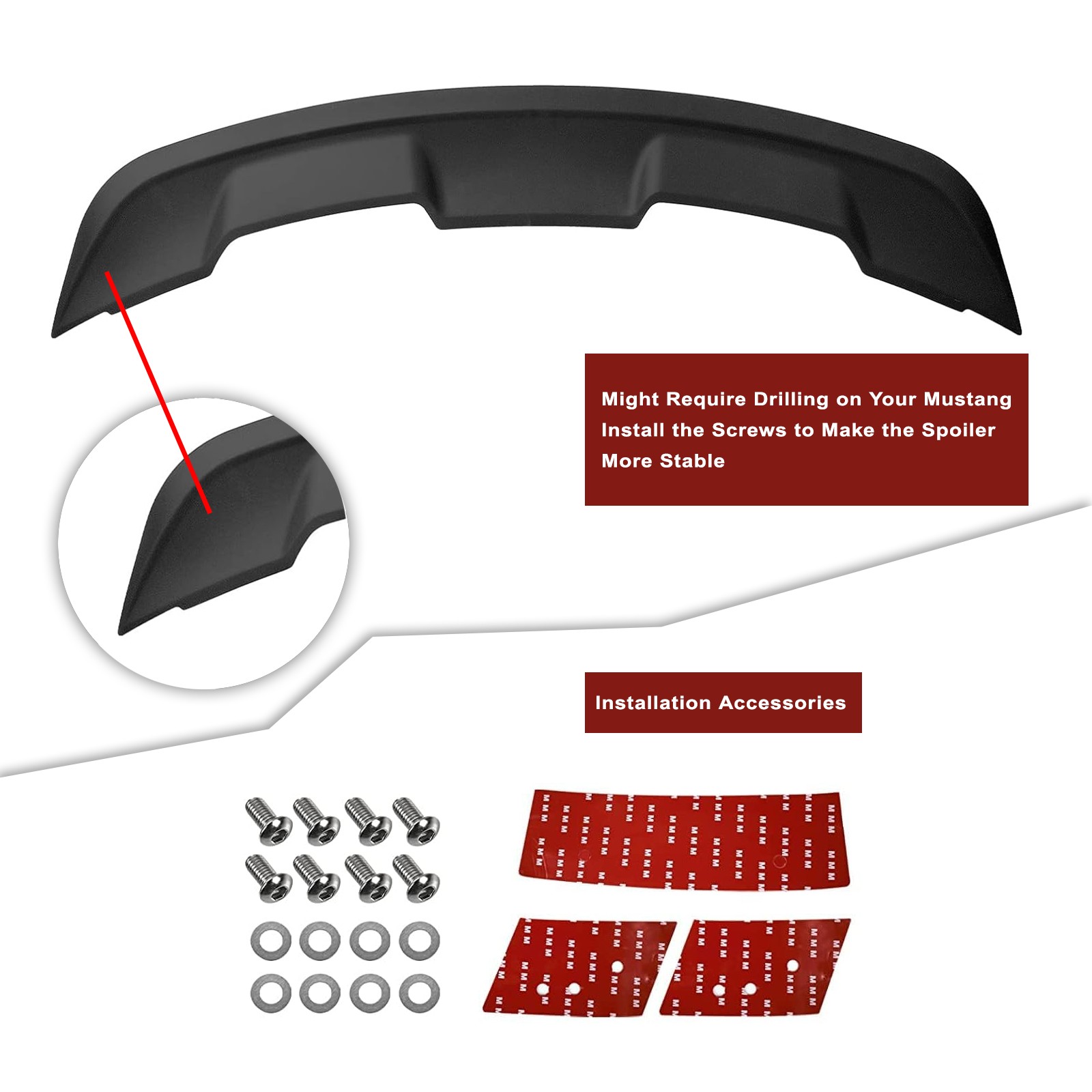 Trunk Spoiler Wing For 2015-2020 Ford Mustang GT350 GT500 Style ABS Matte Black