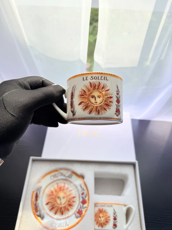 Juego de té de porcelana Christian Dior, juego de café tarot "Le Soleil", juego para 2 Foto 2 de 4