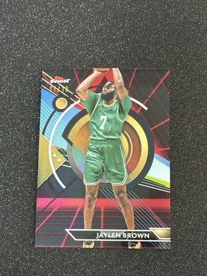 2023-24 Topps Finest Jaylen Brown Common Black & Red 7/10 Jersey Number Celtics