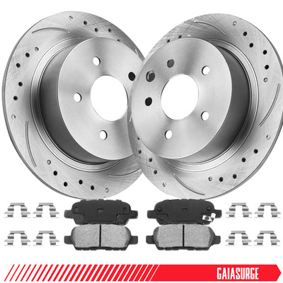 Rear Disc Slotted Brake Rotors Ceramic Pads Kits for Nissan Altima Sentra V6