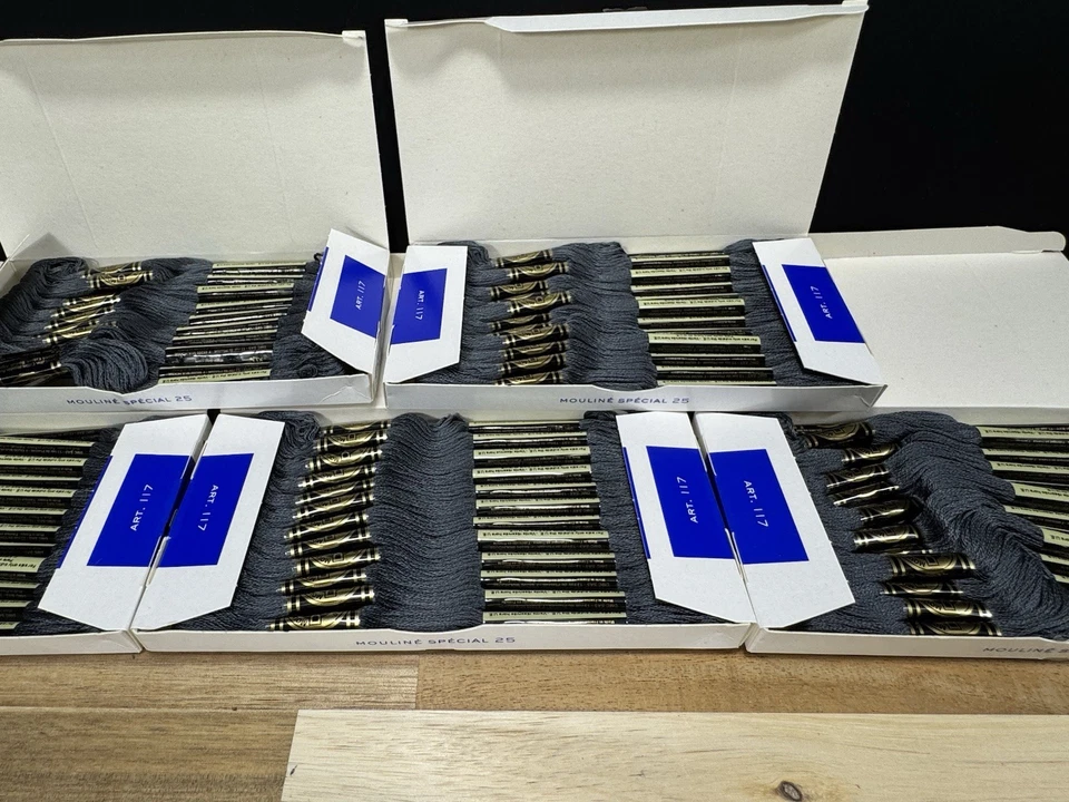 ✅ 5 Boxes ✅NEW ✅DMC 25 EMBROIDERY FLOSS ✅MOULINE ✅FRANCE ✅100% COTTON ✅#413 - Image 3 of 4