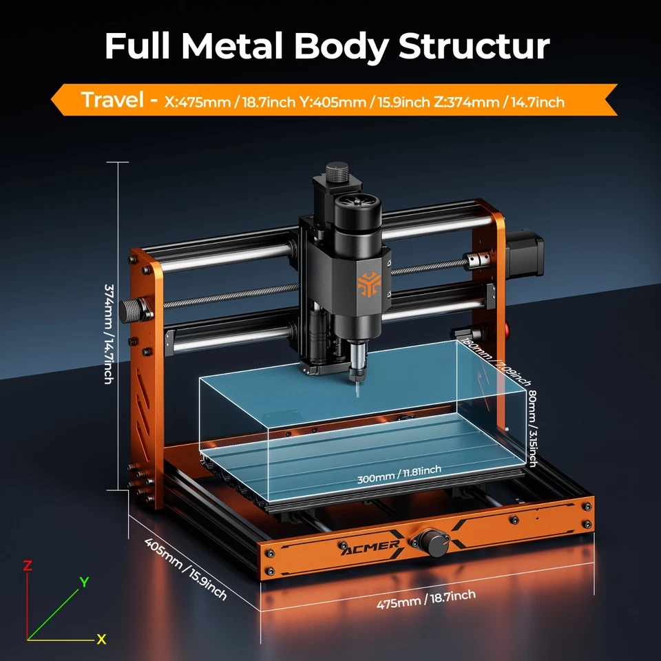 500W CNC Fräsmaschine ACMER 3018 CNC Router Maschine 300x180x78mm - Bild 3 von 4