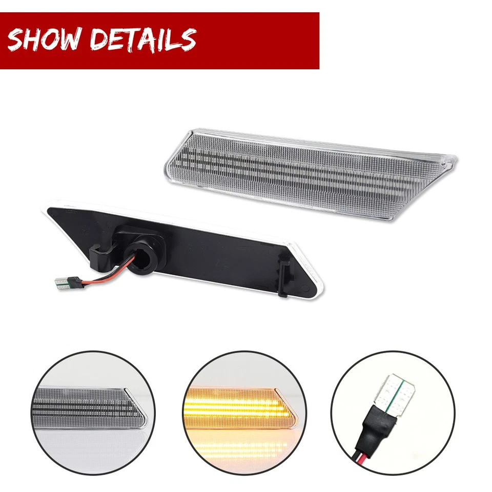 Luces de señalización laterales LED transparentes secuenciales para Porsche 911 997 987 Cayman Boxster Foto 3 de 4