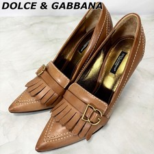 DOLCE & GABBANA Leather Tassel Pumps DG Logo Size 38 Made in Italy From Japan