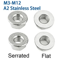 FLANGED NUTS FLANGE NYLON INSERT LOCK NUT STAINLESS STEEL M3 M4 M5 M6 M8 M10 M12