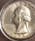 1954 D 25C Washington Quarter Nice Au