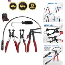 4pcs Long Hose Clamp Pliers Tool Set - Flexible Wire Radiator Hose Clamp Rem...