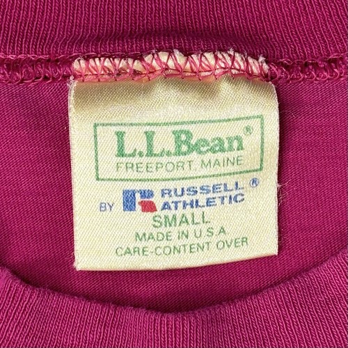 Vintage 90s L.L.Bean By Russell Athletic Pink Pocket Tee Long Sleeve USA Made S - Picture 15 of 16