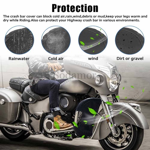 Black Lower Leg Warmer Wind Deflector Bags For Indian Chief Chieftain Roadmaster - Picture 10 of 17