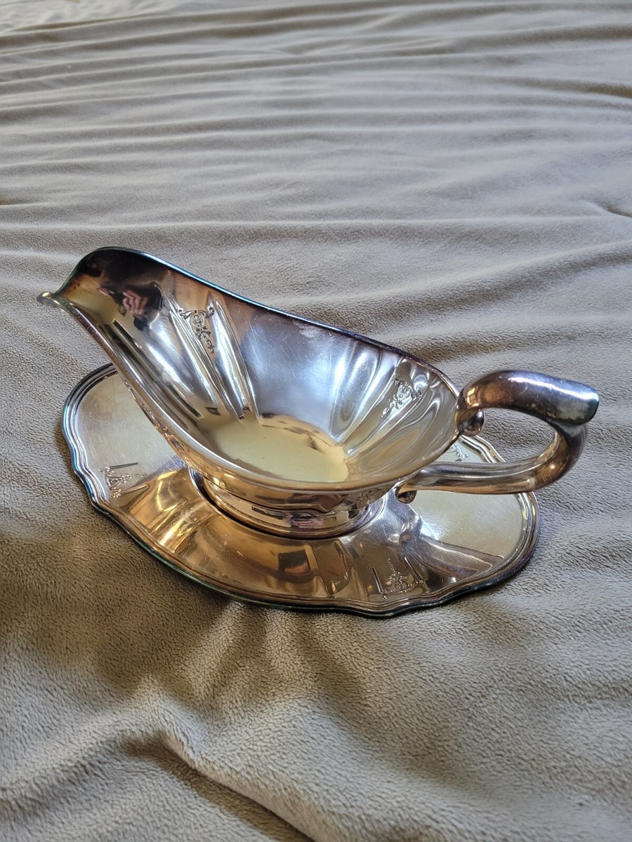 Antique Gorham EP Gravy Boat & Tray 1920's Y330 Boat Y331 Silver