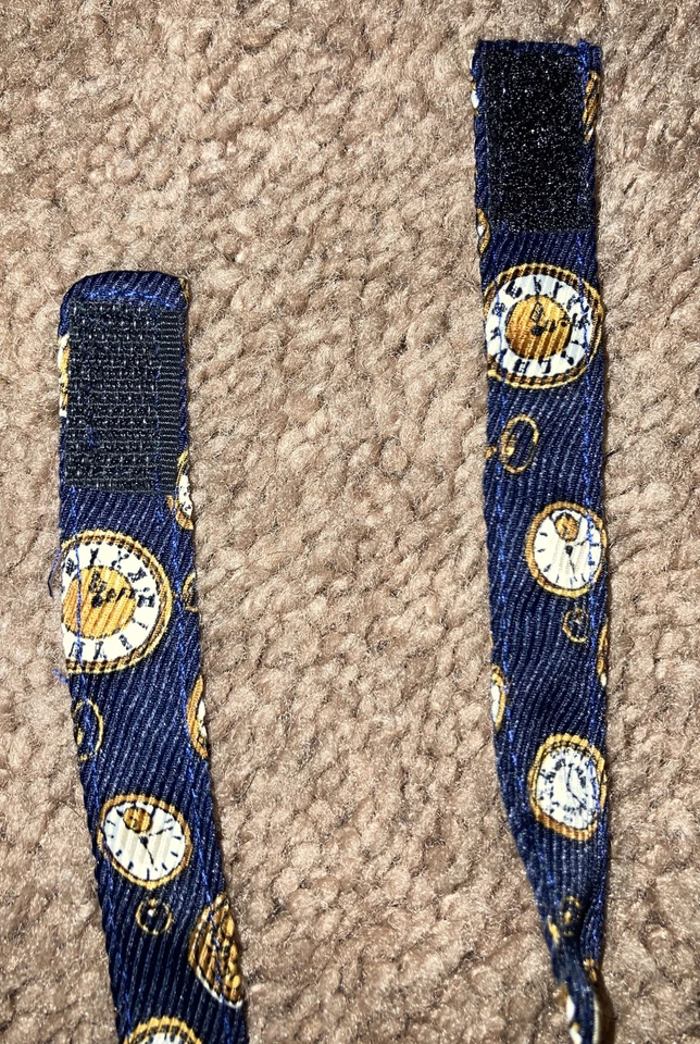 Vintage Anos 90 Relógios Gravata Sarja Breakaway 2T Criança Gravata Formal Azul Marinho Bege - Imagem 4 de 4