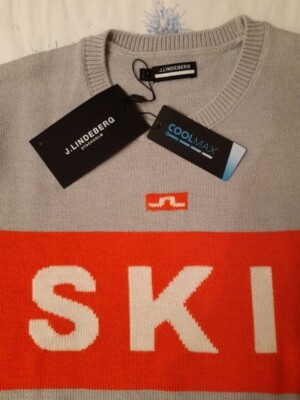 J. LINDEBERG PULLOVER HERREN - GR L - STONE GRAU/ORANGE