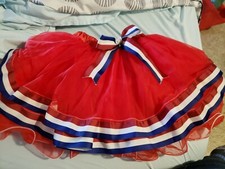 Red White Blue Ribbon Tutu 9" - 14" waist across.