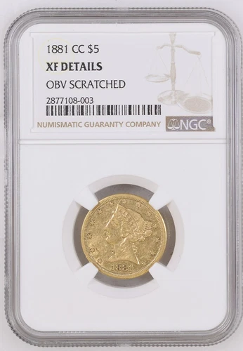 1881-CC $5 Liberty Gold Half Eagle NGC XF Details Free Shipping