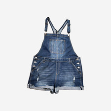 JORDACHE VINTAGE BLUE DENIM BIB Jean SHORTS OVERALLS Women's XXL