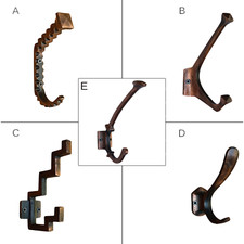 3PCS Handmade Iron Wall Hooks  Towel Hooks  Coat Hooks Copper Antique Finish 