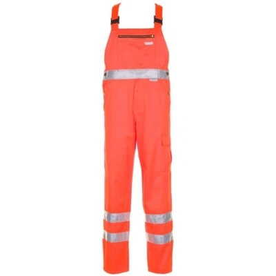 Planam Warnschutz Herren Latzhose Uni orange Modell 2021 Warnschutzhose Hose