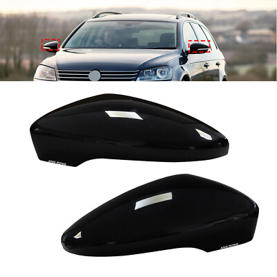 2x Spiegelkappen Blende Schwarz Glänz für VW Scirocco 137 Beetle 5C Jetta IV EOS