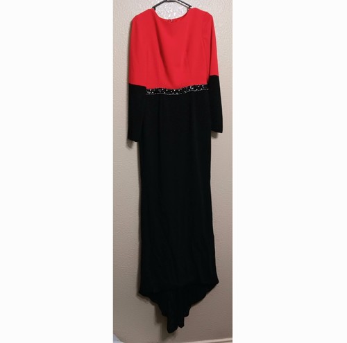 Carla Ruiz 38 S Red Black Beaded Gown Lined NEW 