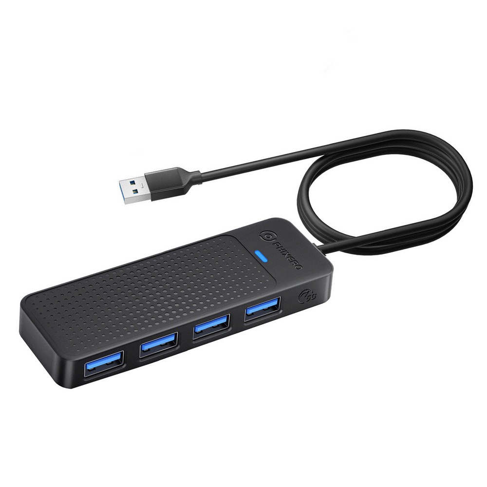 PHIXERO 4-Port USB 3.0 Hub with 5Gbps Speed and 1m Cable