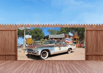 OUTDOOR BILDER BANNER POSTER GARTEN ZAUN WETTERFEST 370x180 cm Auto US Sheriff