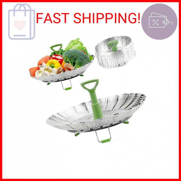 Consevisen Vegetable Steamer Basket for Cooking Food, Stainless Steel Veggie Ste-image