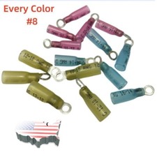 Heat Shrink Ring Terminals Crimp Wire Connectors 22-10AWG Gauge 8 50/150PCS US