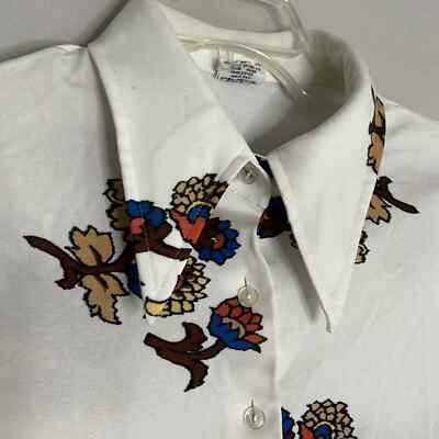 Vintage 1970s dagger collar long sleeve women's button-down