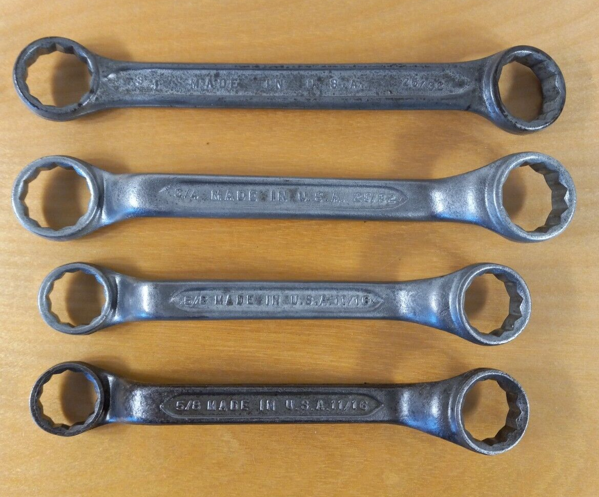 Lot of 4 Vintage Select Steel Offset Box End 12 Pt Wrenches Made